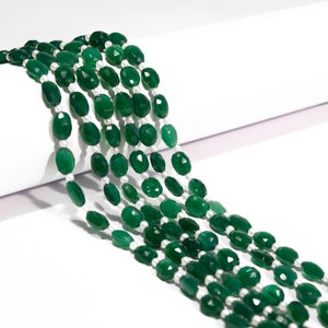 Green Onyx Faceted Oval Beads, 6x7 mm- 7x9 mm, Green Onyx Oval, Green Onyx Jewelry Making Gemstone Beads, 8 Inch Price Per Strand, SKU 258