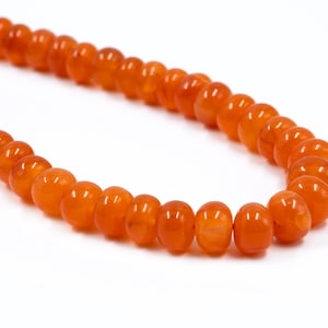 Orange Carnelian Smooth Rondelle Beads, 6 mm To 9 mm, Carnelian Rondelle Beads, Carnelian Beads, Carnelian Jewelry Making Beads, SKU1584