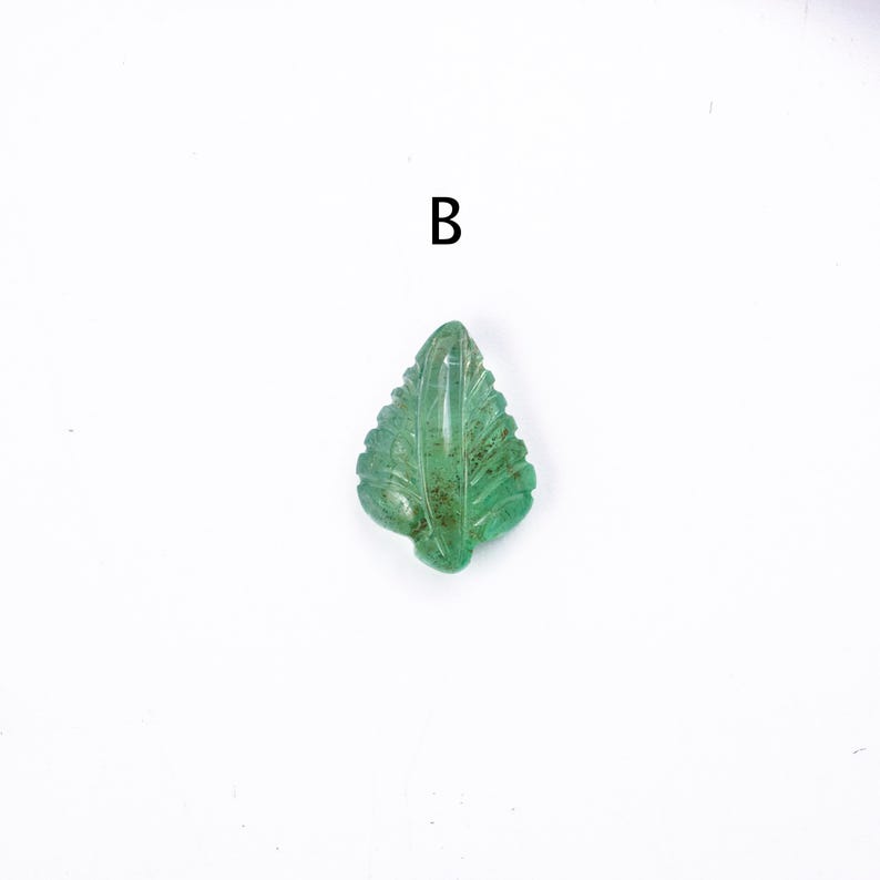 Natural Emerald Carving Leaves Loose Gemstone, Leaf Pendant For Jewelry Making, SKU1890 B - 11x16 mm, 5.6