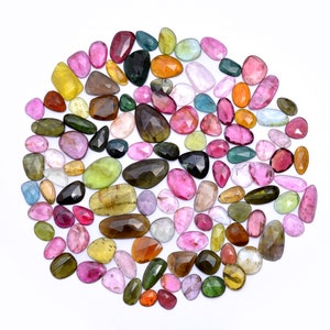 Natural Tourmaline Rosecut Slices, Multi Tourmaline Rosecut Slices, Tourmaline Faceted Slices, Tourmaline Cabochons, AA Quality, SKU No. 663