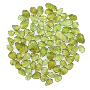 Natural Peridot Carving Leaves Loose Gemstone, 6 to 12 mm, (SKU650)