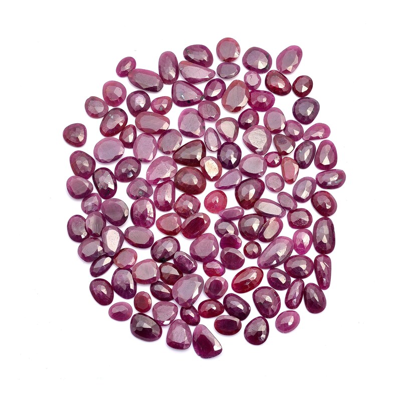 Ruby Rosecut Faceted Slice Loose Gemstone, 8 mm to 14 mm, Ruby Rosecut Slice, Ruby Jewelry Making Gemstone, SKU523 image 2