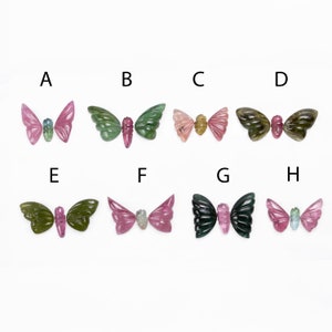 Butterfly Tourmaline Carving, 3 Pcs Tourmaline Butterfly, Unique Handmade Tourmaline Loose Carving, Gemstone Butterfly Carving (2516)
