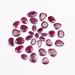 Ruby Rosecut Faceted Slice Loose Gemstone, 8 mm to 14 mm, Ruby Rosecut Slice, Ruby Jewelry Making Gemstone, SKU523 image 6