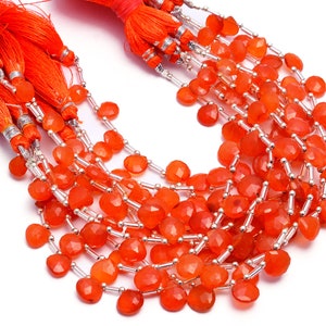 Natural Carnelian Faceted Heart Shape Beads, 6x6 mm To 10x10 mm, Carnelian Heart Shape, Carnelian Jewelry Making Beads, 8 Inch, SKU1106