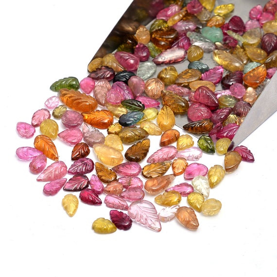 天然マルチトルマリン彫刻ルース宝石、6x4～7 x 15 mm、手作り
