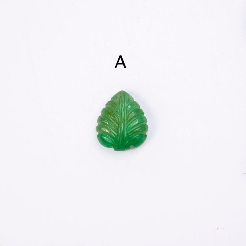 Natural Emerald Carving Leaves Loose Gemstone, Leaf Pendant For Jewelry Making, SKU1890 A - 12x14 mm, 7.1