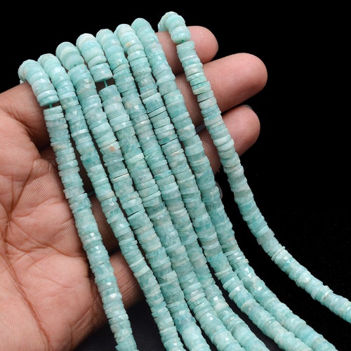 Amazonite Faceted Tyre Beads, 6 mm To 7 shops mm, Amazonite Tyre Beads, Blue Color Wheels, Amazonite Jewelry Making Beads, 16 Inch, SKU783