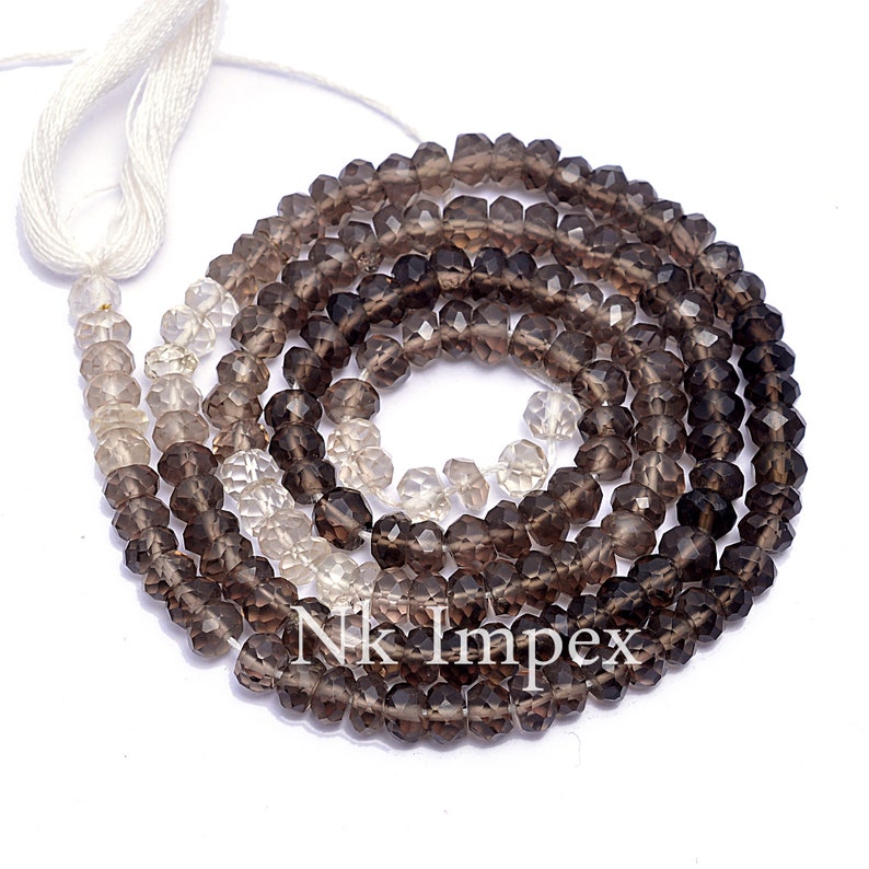 4.5 mm Gift For Her Smoky Quartz Faceted Rondelle Beads 18 Inches Natural Smoky Faceted rondelle Beads Handcrafted Jewelry Beads