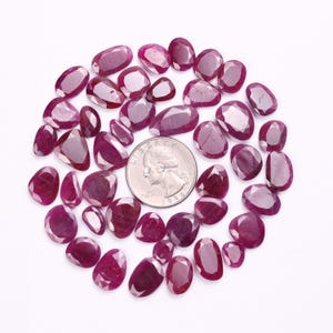 Ruby Rosecut Faceted Slice Loose Gemstone, 8 mm to 14 mm, Ruby Rosecut Slice, Ruby Jewelry Making Gemstone, SKU523 image 8