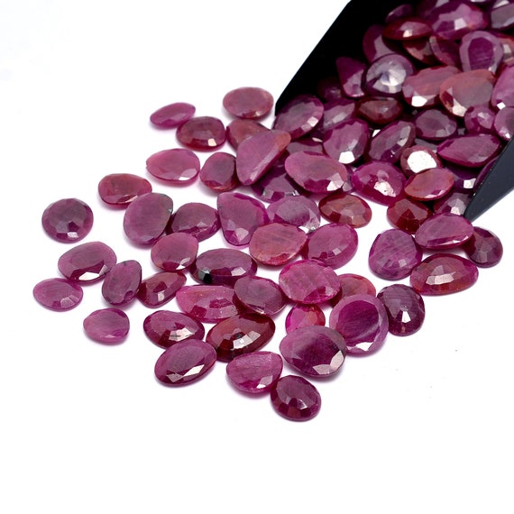 Ruby Rosecut Faceted Slice Loose Gemstone, 8 mm to 14 mm, Ruby Rosecut Slice, Ruby Jewelry Making Gemstone, SKU523