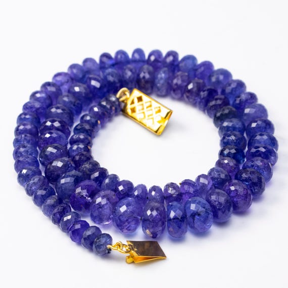 Natural Tanzanite Gemstone Beads Necklace, 6.5 mm - 10.5 mm, 18 Inches, SKU2595