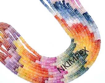 Natural Multi Sapphire Faceted Rondelle Beads, 3 mm, Wholesale Gemstone, Multi Sapphire Rondelle, 16 Inch, Price Per Strand. SKU033