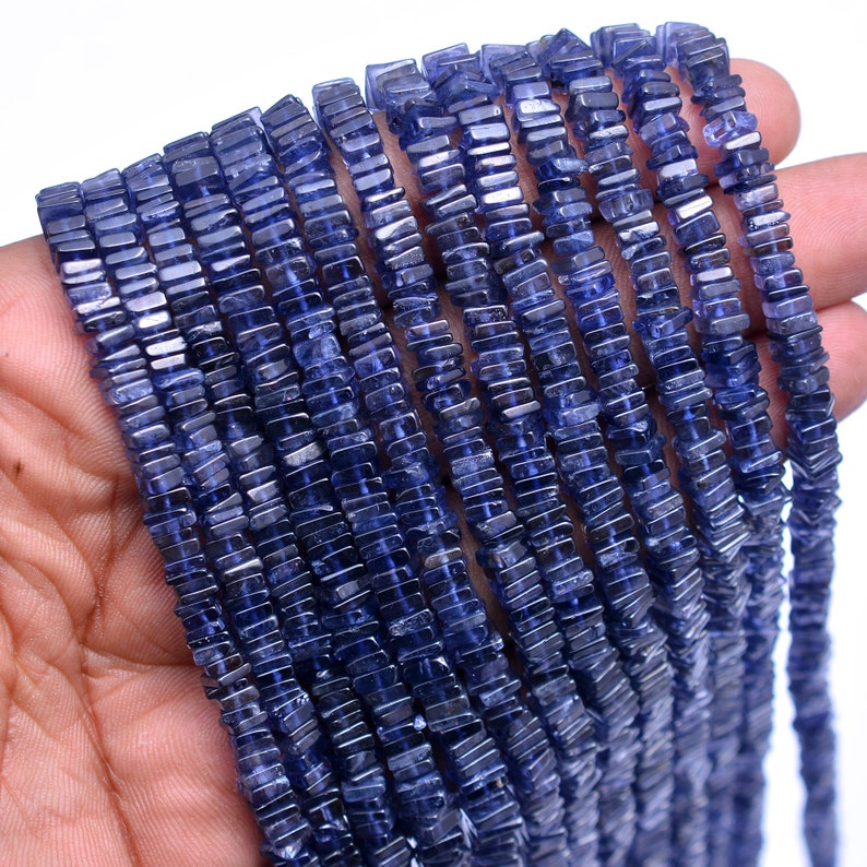 AA Quality Iolite Square Chowki Beads 16.5 Inches SKU No Natural Iolite Handmade Beads 107 6 mm 6 mm 7.5 mm gift for her 5 mm