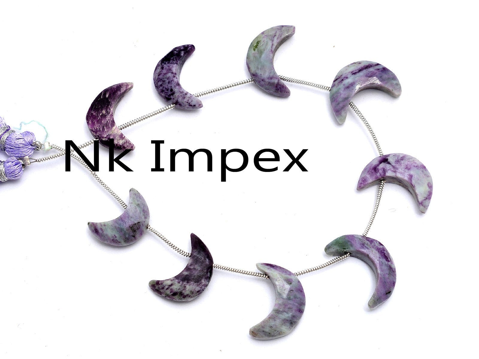 天然チャロアイト ファセット三日月 ファンシーシェイプ、18 mm ～ 21