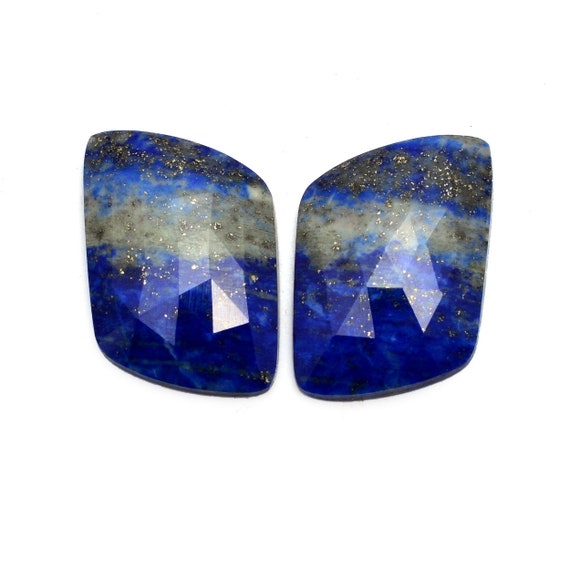 Natural Lapis Lazuli Gemstone Pear Drilled Gemstone Faceted Rose Cut Briolette Pair Gemstone Loose Earrings Gemstone Sale