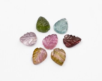 9X7MM Tourmaline Leaf Carving, 7 Pcs Lot Of Carvings, Multicolour Gemstone Jewelry Making, Wholesale gemstone lot, SKU2688