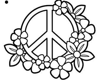 Peace Sign with flowers v.2 for vinyl Bundle Set of Files (svg, png, eps, dxf) For Tshirts or Whatever