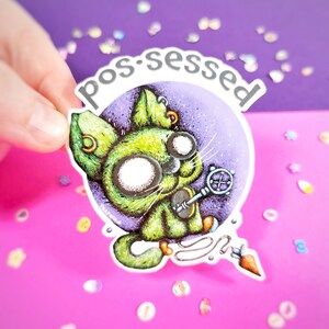 Creepy Cute Zombie Cat Glossy Vinyl Sticker - Cat Possessed - Waterproof sticker - Laptop Decal - Water Bottle Sticker - Hydro Flask Sticker