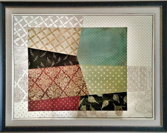 Enduring Patchwork – Gold Leaf Detail, Framed