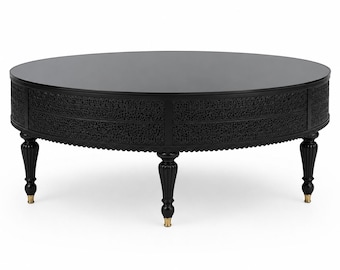 Tavolino da caffè di lusso nero con 2 cassetti. Chay Chen