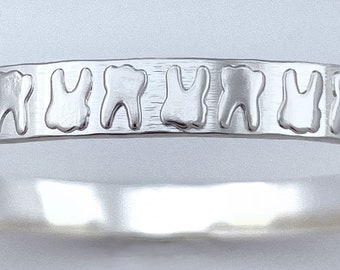 Teeth Silver Bangle