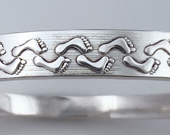 Wandering Feet Silver Bangle