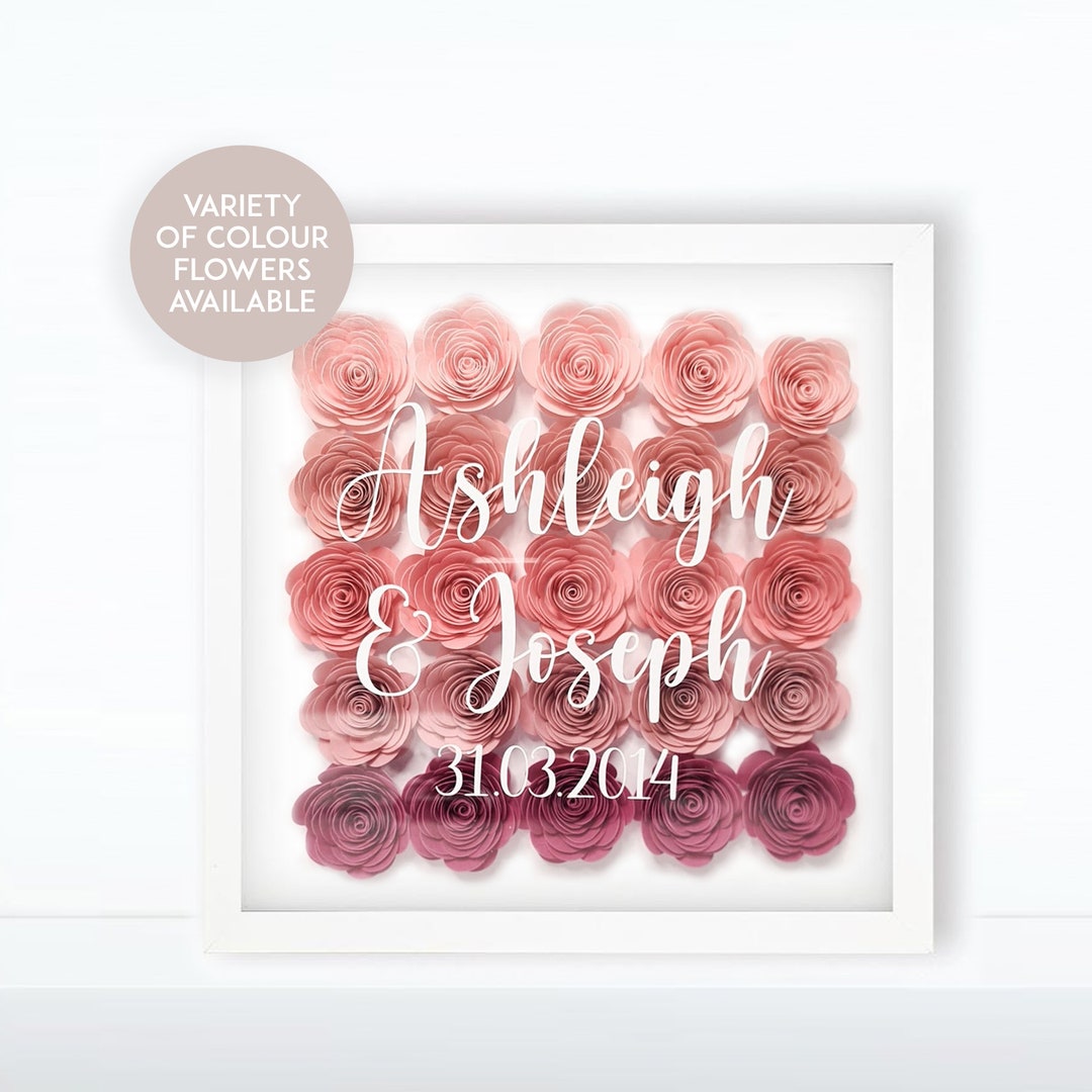 Personalised Paper Flower Frame Handmade Flower Frame Etsy UK