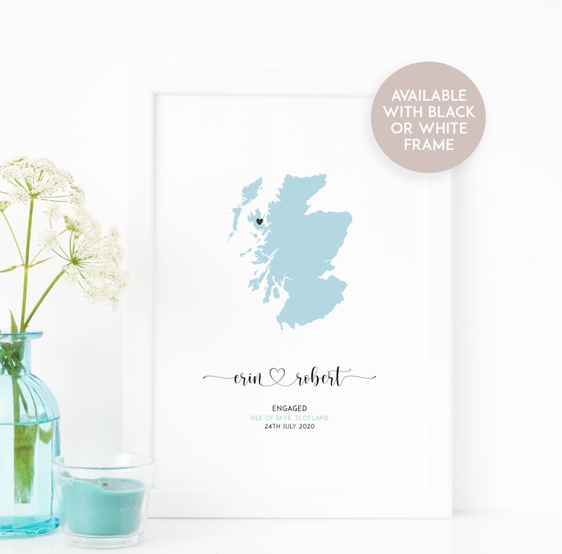 Engagement Map Print Destination Travel Map Personalised image 1