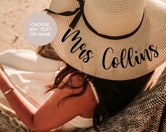 Personalised Floppy Beach Hat | Name Beach Hat | Holiday Hat | Bride To Be Gift | Honeymoon Gift