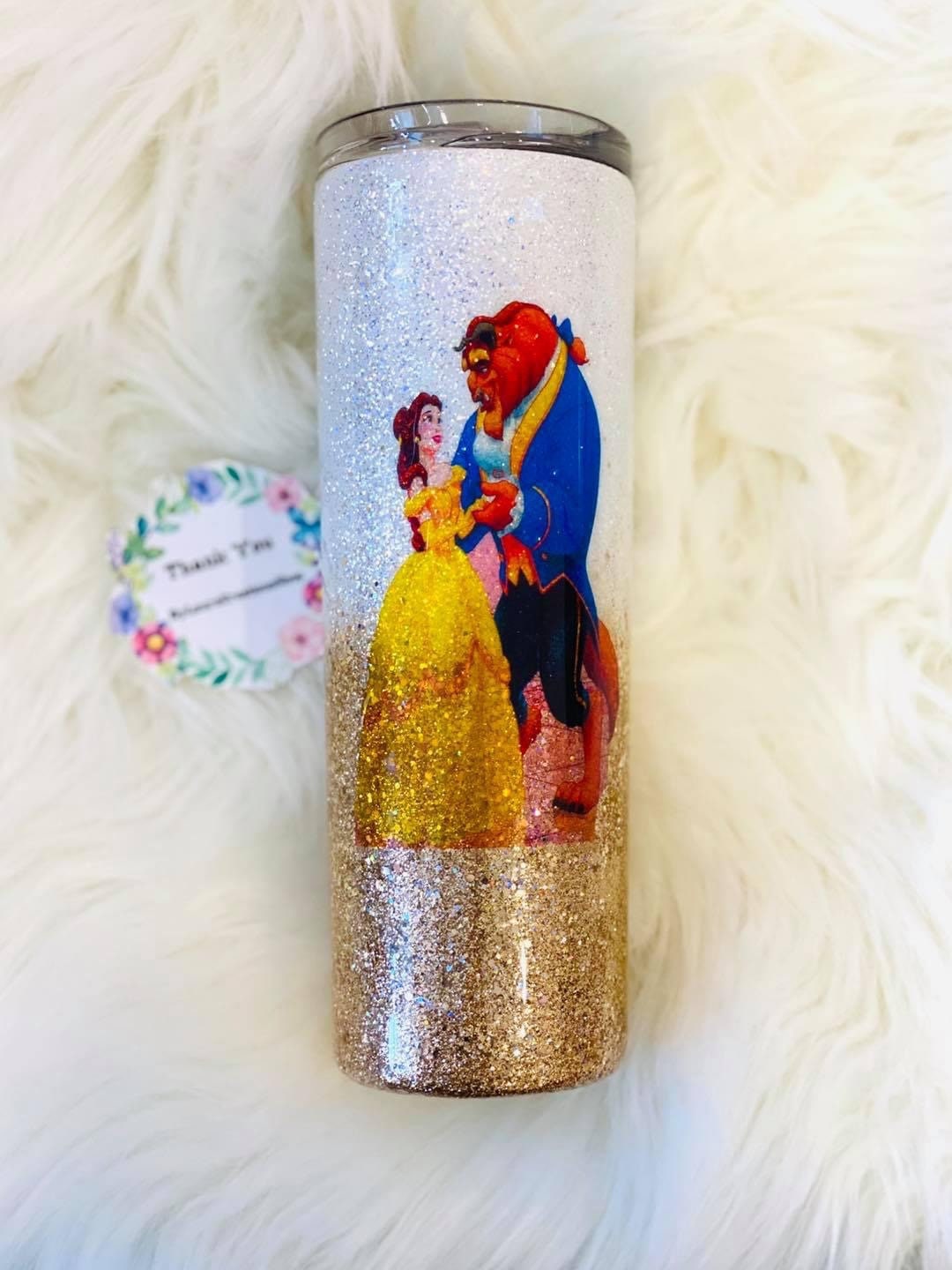 Custom Made Glitter Beauty Beast Personalized Tumbler Etsy