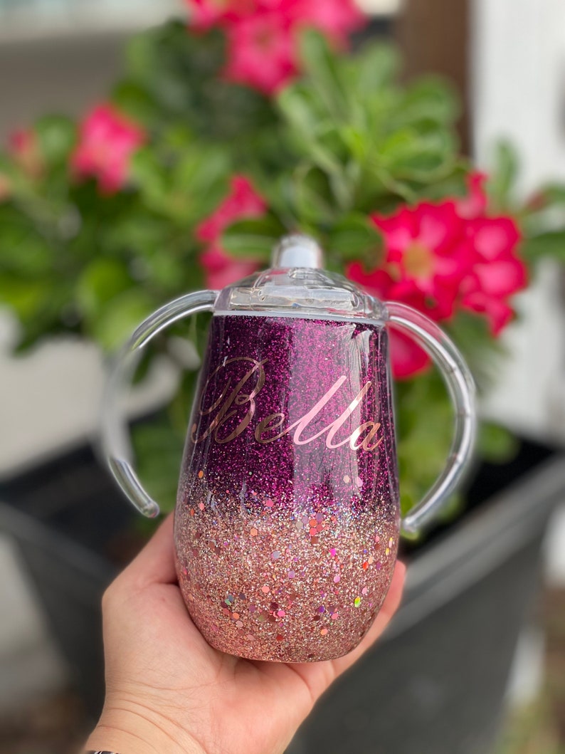 Rose Gold Glitter Tumbler// Personalized Stainless Steel Cup// Etsy