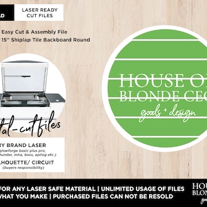 SVG Cut File | 15&quot; Shiplap Door Round | Laser Ready File (Any Size Glowforge or Laser Type Machine)