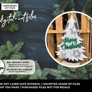 SVG CUT File | Christmas Holiday Shiplap Merry Christmas Tree Sign | Laser ready file (Any Size Glowforge Laser or Laser Type Machine)