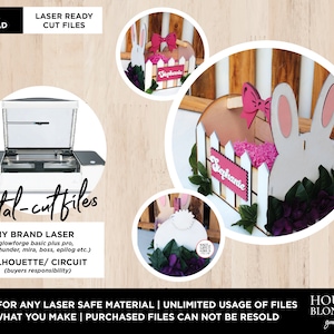SVG-Schnittdatei | Grandmillennial Osterhasenkorb | Laserbereit (jede Größe Glowforge Laser oder Marke der Lasermaschine)