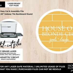 SVG File | 20&quot; Subway Tile Door Round - Laser Ready File (Any Size Glowforge or Laser Type Machine)