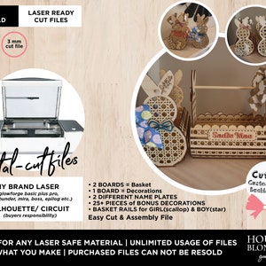 Fichier de coupe SVG | Panier de Pâques en rotin grand-millénaire de Pâques | Personnaliser | Fichier laser prêt (toute taille Glowforge ou tout type de machine laser)