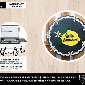 SVG Cut File | 15&quot; Farmhouse Shiplap Sunshine Lemon Door Sign | Laser Ready File (Any Size Glowforge or any Laser Type Machine)