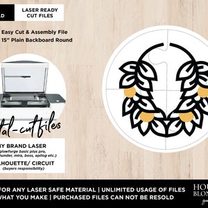 SVG File | 15&quot; Door Round Backboard - 2 Piece Laser Ready File (Any size Glowforge Basic or Plus or Laser Type Machine)