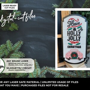 SVG DXF File | 21” Christmas Shiplap, Vintage Retro Car Sign l Laser ready file (Glowforge Laser or Laser Type Machine)