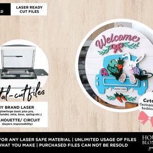 SVG-Schnittdatei | 17&quot; Osterhase Shiplap Willkommen Türschild | Laser bereit Datei (jede Größe Glowforge Basic oder Plus oder jede Laser Art Maschine)