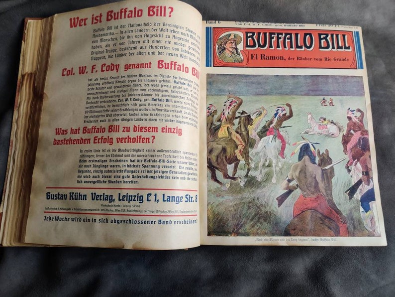 Lot antique Buffalo Bill novels, groschenroman, German, Ca 1930, printed in Leipzig, Gustav Kuhn image 7