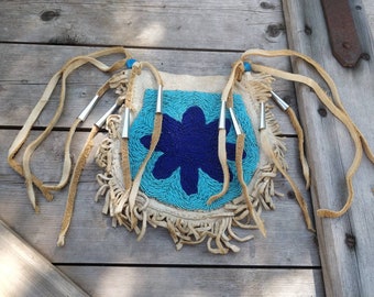 Vintage, Plateau inspired beaded bag , beaded belt bag, Native American inspired