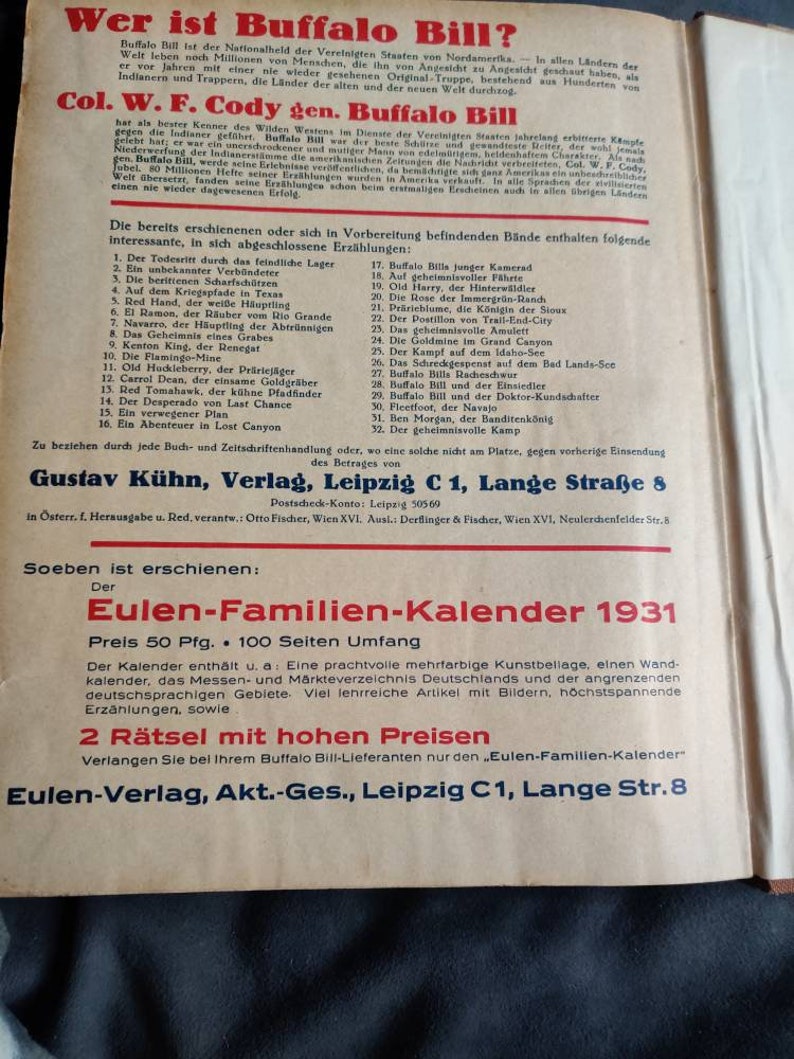 Lot antique Buffalo Bill novels, groschenroman, German, Ca 1930, printed in Leipzig, Gustav Kuhn image 8