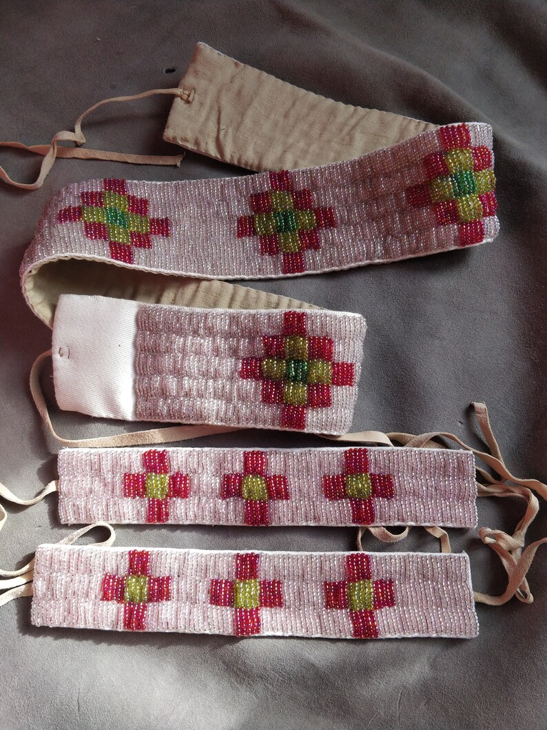 Pink beaded belt and armlet set powwow dress Native American inspired