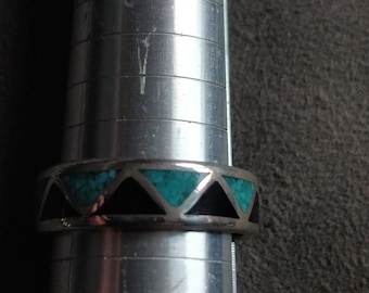 Band ring, chip inlay , southwest style, new old stock from the 1990s