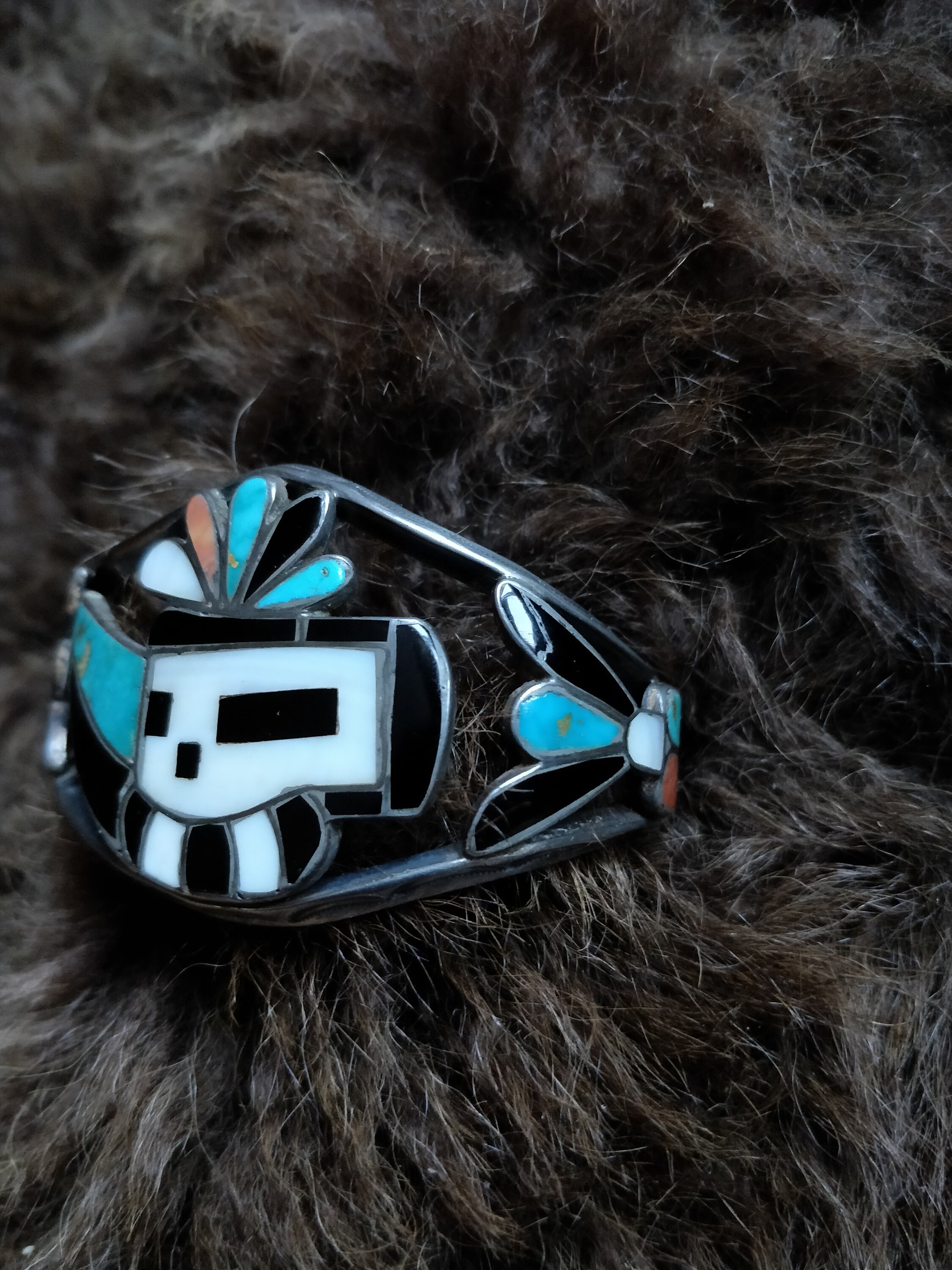 Zuni mosaic bracelet ca 194070 Zuni Long Horn Kachina Etsy