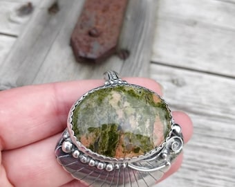 Bracciale Navajo vintage, peridot, unakit, grande bracciale nativo americano