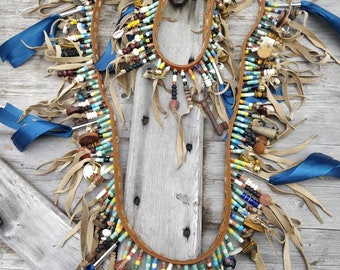Plains powwow bandolier, junk bandolier, Northern man's traditional