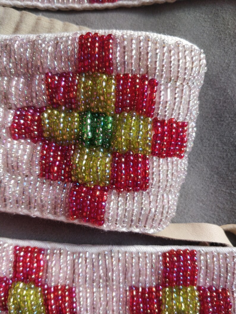 Pink beaded belt and armlet set powwow dress Native American inspired